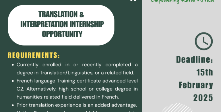 INTERNSHIP OPPORTUNITY – TRANSLATION & INTERPRETATION